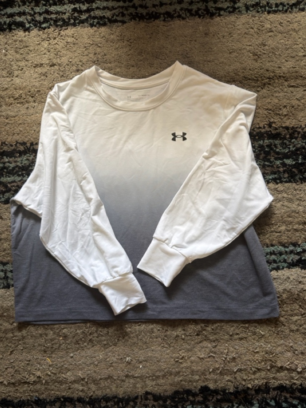 Under Armour White Long Sleeve Performance  Shirt with Black Logo